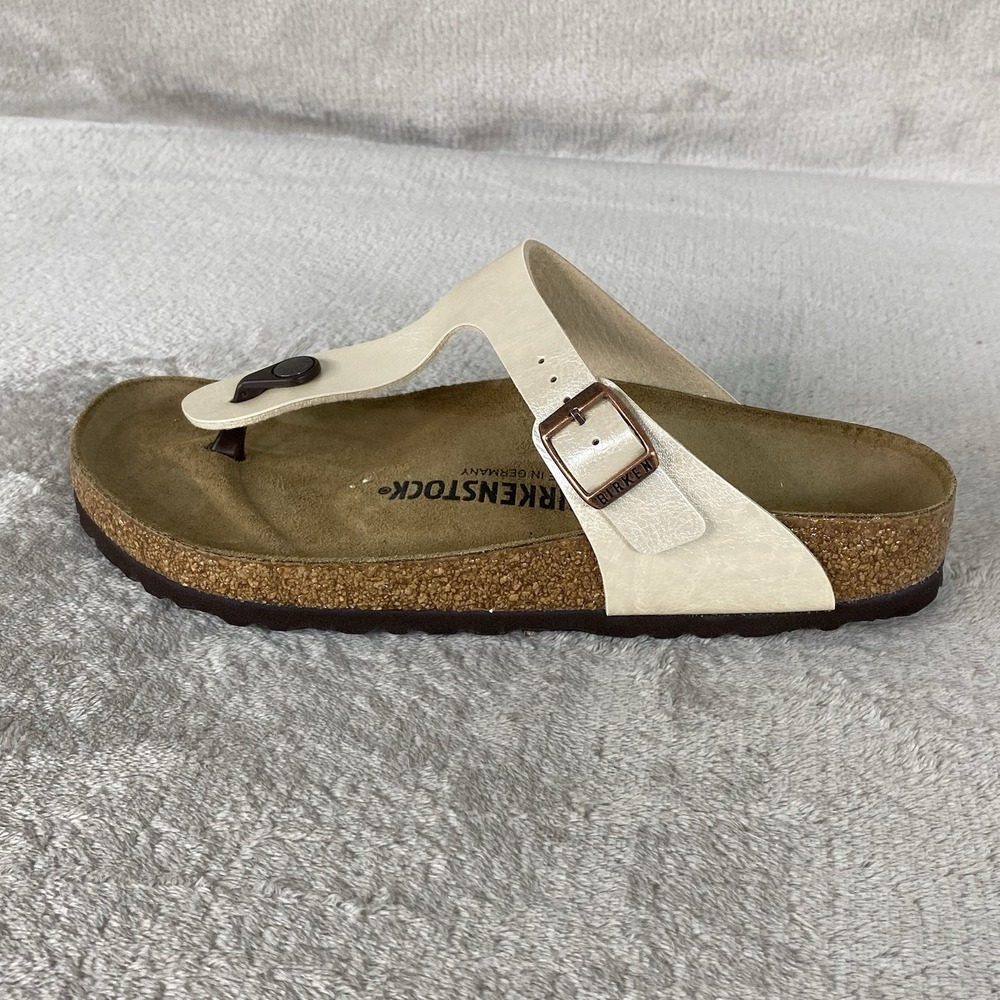 Birkenstock Gizeh Sandals Womens US 6 EU 37 Pearl White Birko Regular Fit NEW - Picture 2 of 10